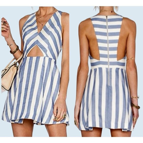 LOVERS + FRIENDS Honor Striped V Neck Mini Dress Size Small - Picture 1 of 8